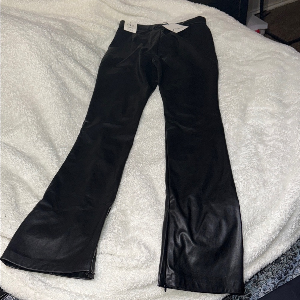 Zara Sleek Black Leatherette Trousers (Leggings)